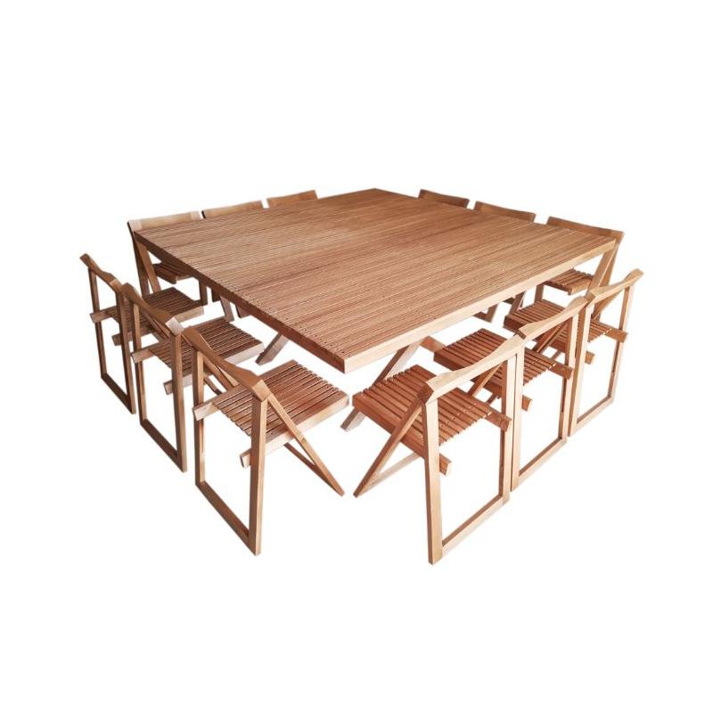 Comedor Campestre Cuadrado, Modelo Terraza, De Madera, Plegable Para 12 Personas - Home - MUEBLES DE OFICINA EN CDMX