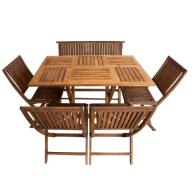 Comedor Campestre Rectangular, Plegable de Madera Para 6 Personas. Modelo Jardín.